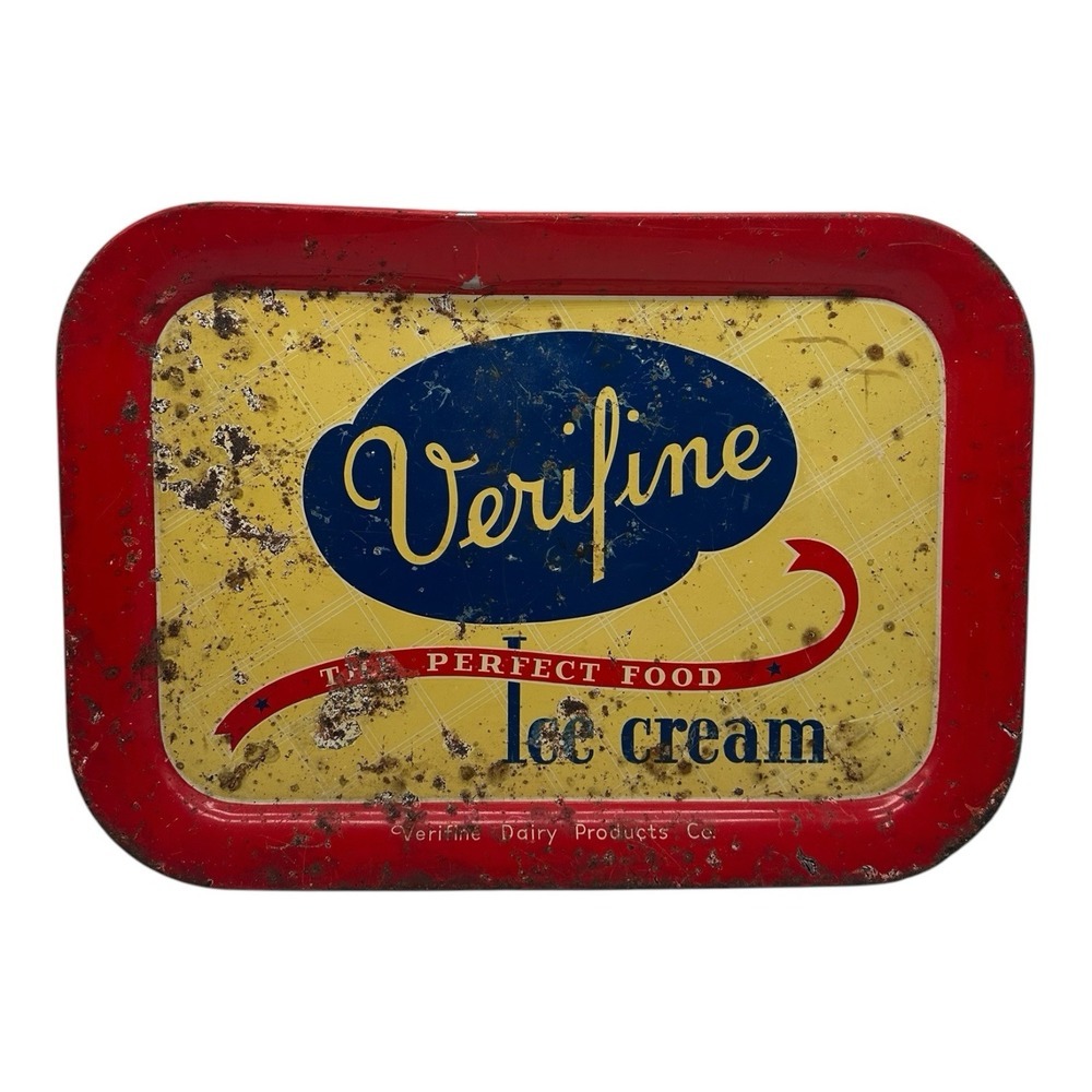 Vintage 1940's Verifine Ice Cream Advertising Tray The Perfect Food 17.25" x 12"